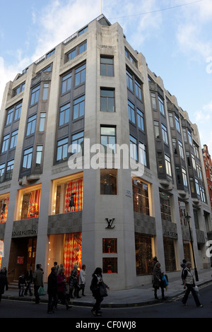 The exterior of Louis Vuitton`s flagship store in fashionable New Bond Street in London`s West End.
